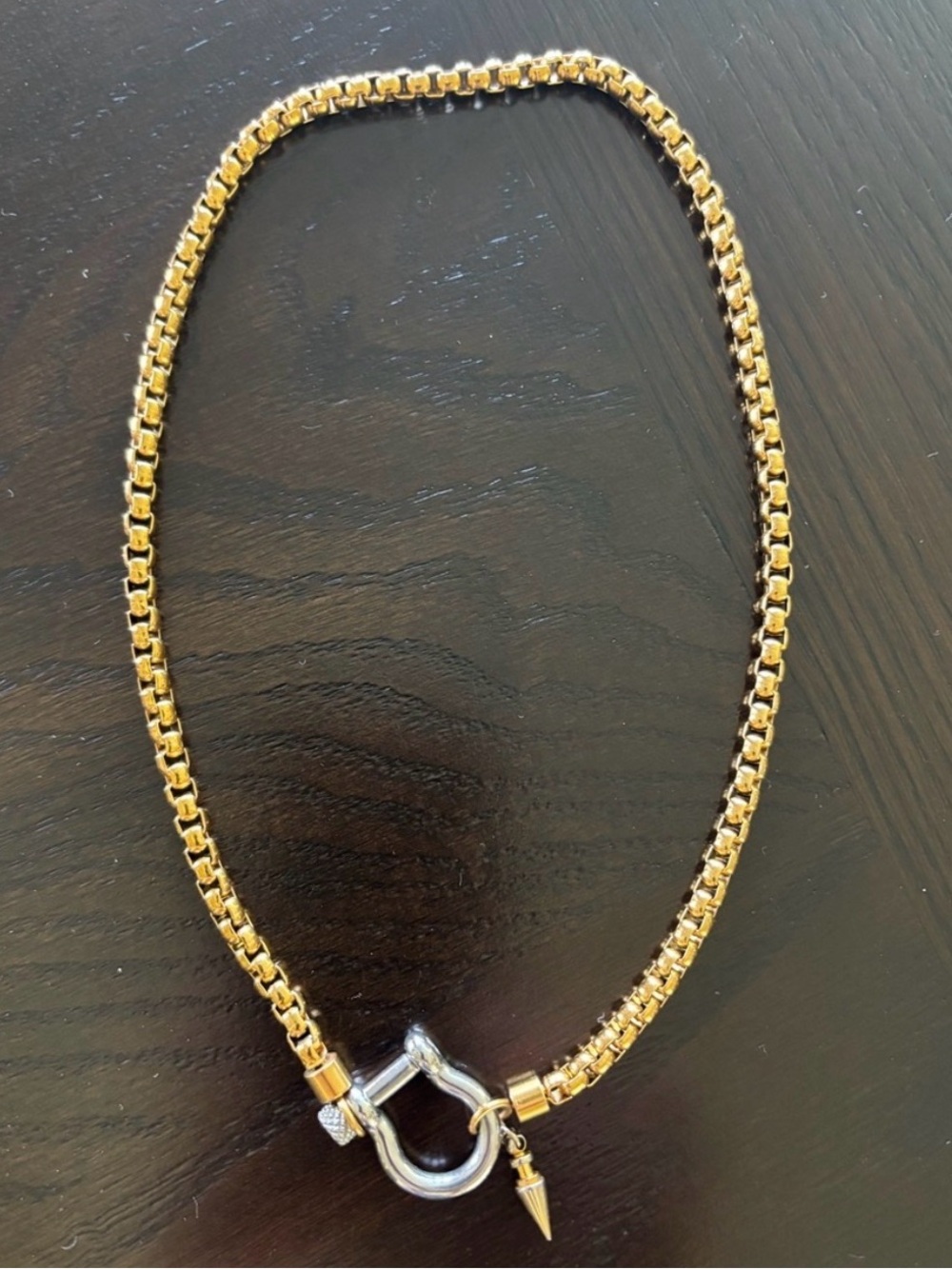 Artizin Herradura Mix Gold Box Chain Necklace with Spike Pendant